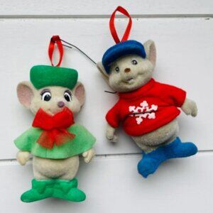 Disney | Vintage "The Rescuers" Bernard & Miss Bianca Christmas Ornaments